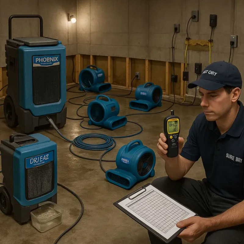 Structural Drying and Dehumidification process in Barker Heights, NC